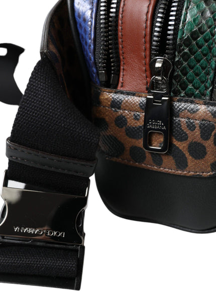 Dolce & Gabbana Black Exotic Leather Logo Belt Waist Fanny Pack Bag - Ellie Belle