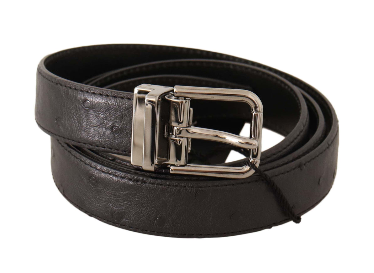 Dolce & Gabbana Black Exotic Leather Silver Buckle Belt - Ellie Belle