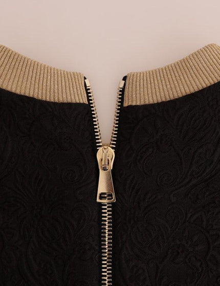 Dolce & Gabbana Black Fairy Tale Brocade Zipper Sweater