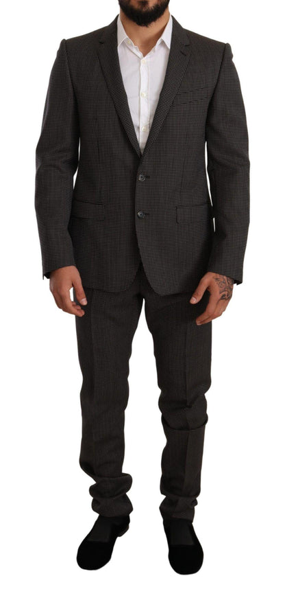 Dolce & Gabbana Black Fantasy Pattern Wool MARTINI Suit - Ellie Belle