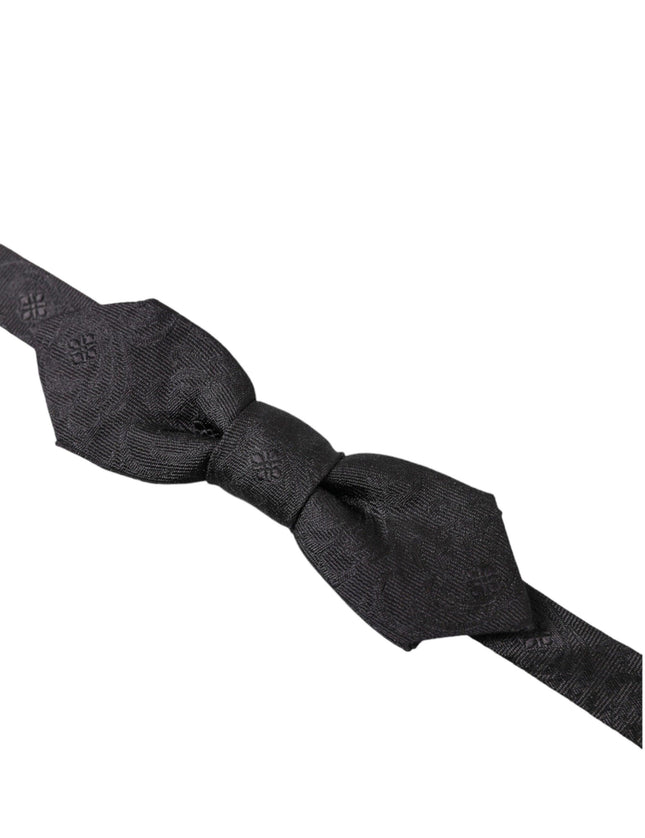 Dolce & Gabbana Black Fantasy Silk Adjustable Neck Men Papillon Bow Tie - Ellie Belle