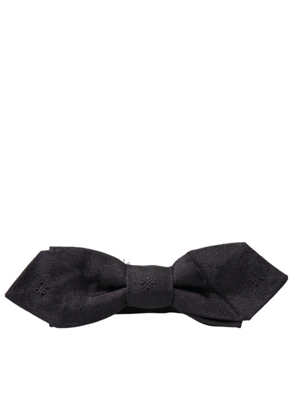 Dolce & Gabbana Black Fantasy Silk Adjustable Neck Men Papillon Bow Tie - Ellie Belle