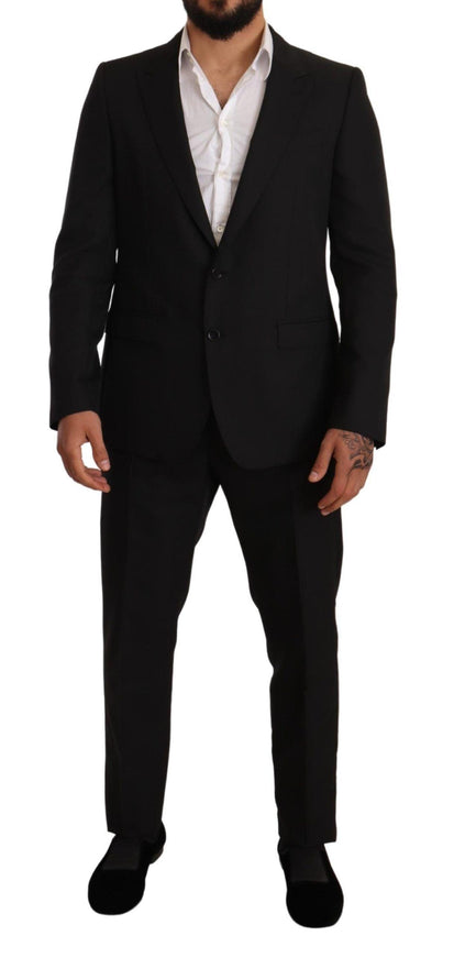 Dolce & Gabbana Black Fantasy Slim Fit Wool MARTINI Suit - Ellie Belle