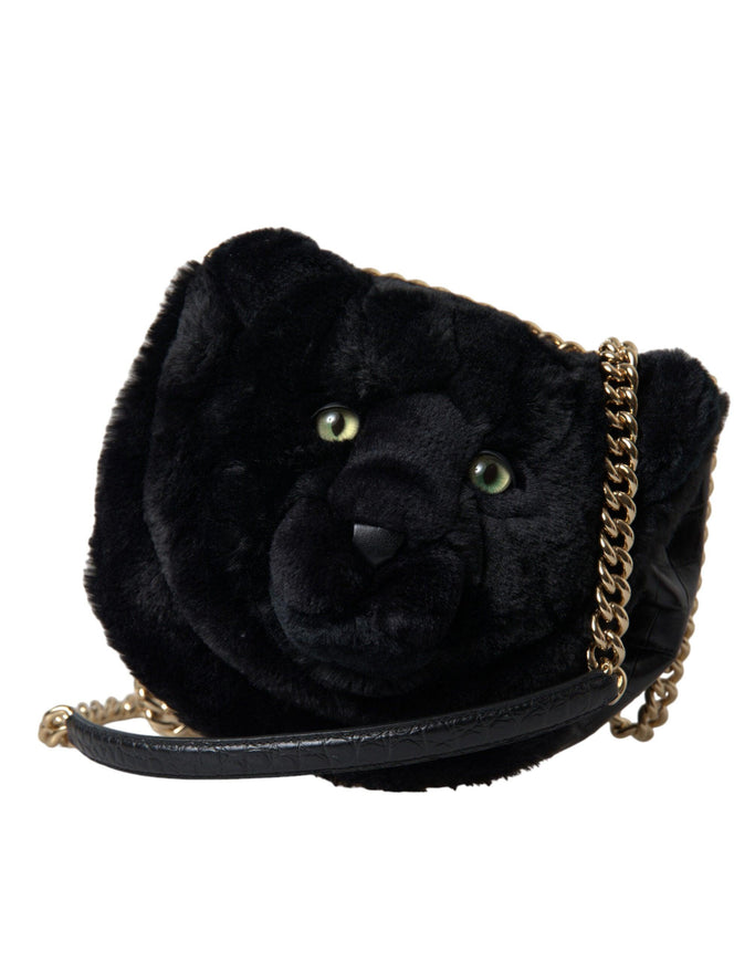 Dolce & Gabbana Black Faux Fur Leather DG Millennials Panther Bag - Ellie Belle