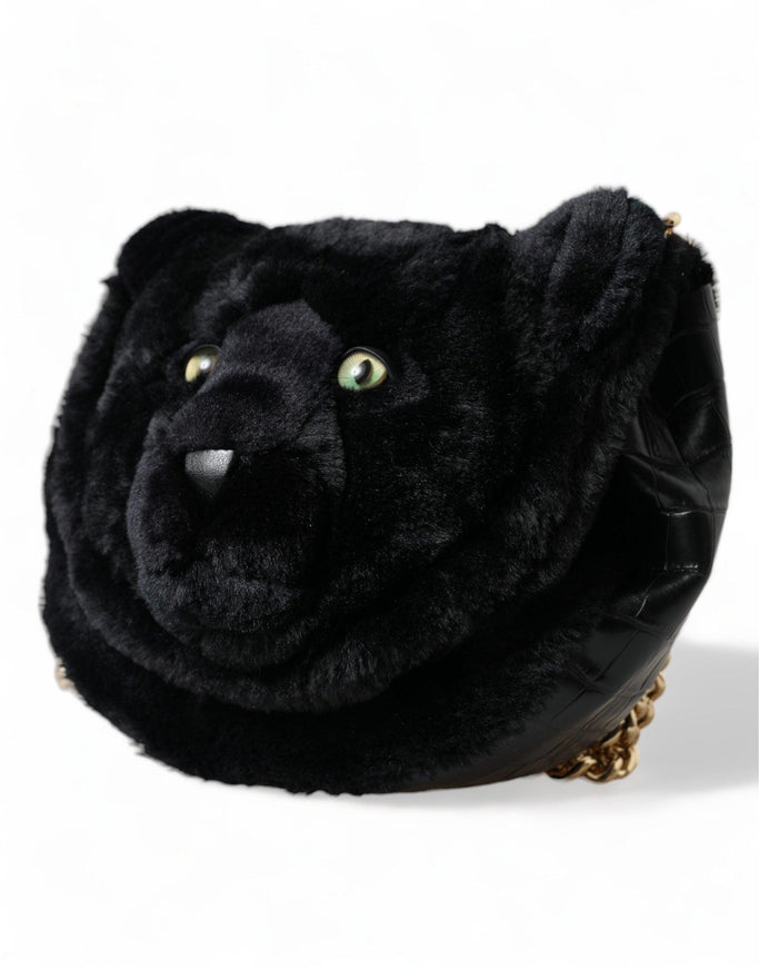 Dolce & Gabbana Black Faux Fur Leather DG Millennials Panther Bag - Ellie Belle