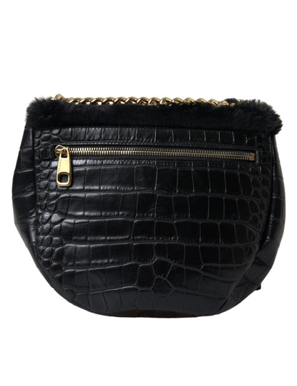 Dolce & Gabbana Black Faux Fur Leather DG Millennials Panther Bag - Ellie Belle