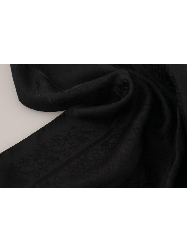 Dolce & Gabbana Black Flora Design Mens Square Handkerchief Scarf - Ellie Belle