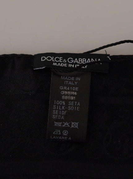 Dolce & Gabbana Black Flora Design Mens Square Handkerchief Scarf - Ellie Belle