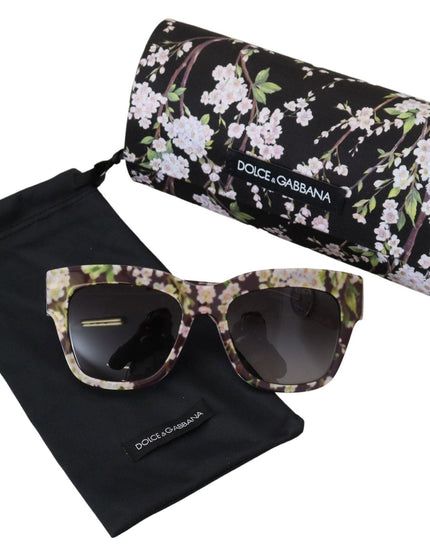Dolce & Gabbana Black Floral Acetate Rectangle Shades DG4231F Sunglasses - Ellie Belle