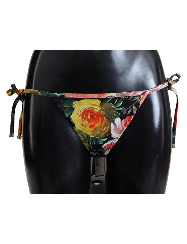 Dolce & Gabbana Black Floral Beachwear Swimsuit Bottom Bikini - Ellie Belle