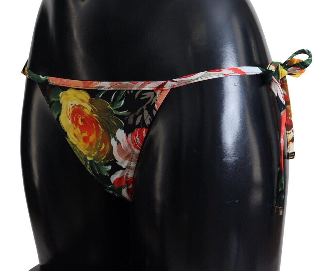 Dolce & Gabbana Black Floral Beachwear Swimsuit Bottom Bikini - Ellie Belle