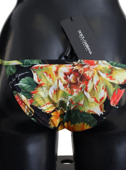 Dolce & Gabbana Black Floral Beachwear Swimsuit Bottom Bikini - Ellie Belle