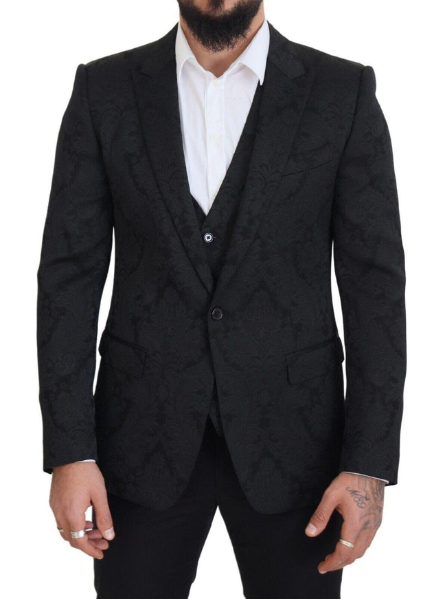 Dolce & Gabbana Black Floral Brocade 2 Piece MARTINI Suit - Ellie Belle