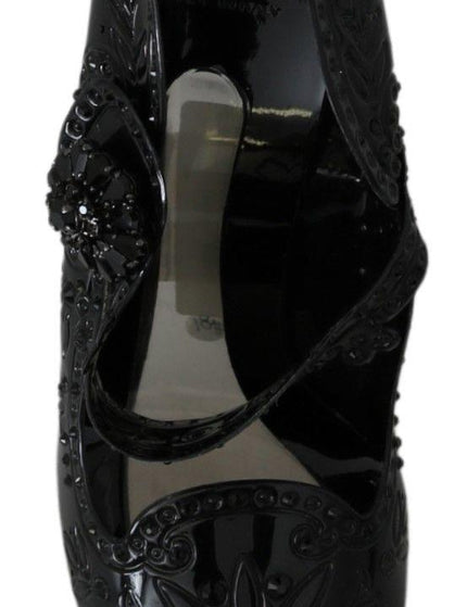 Dolce & Gabbana Black Floral Crystal CINDERELLA Heels Shoes - Ellie Belle