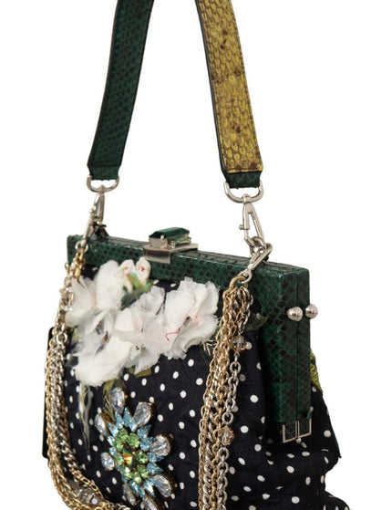 Dolce & Gabbana Black Floral Crystal Shoulder Borse VANDA Purse - Ellie Belle