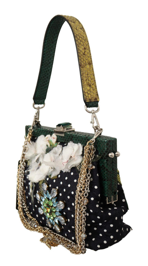 Dolce & Gabbana Black Floral Crystal Shoulder Borse VANDA Purse - Ellie Belle