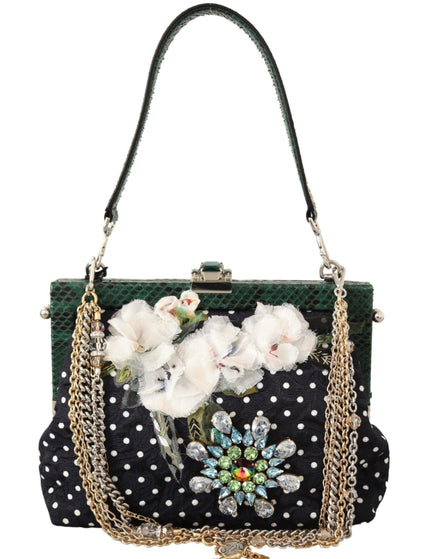 Dolce & Gabbana Black Floral Crystal Shoulder Borse VANDA Purse - Ellie Belle