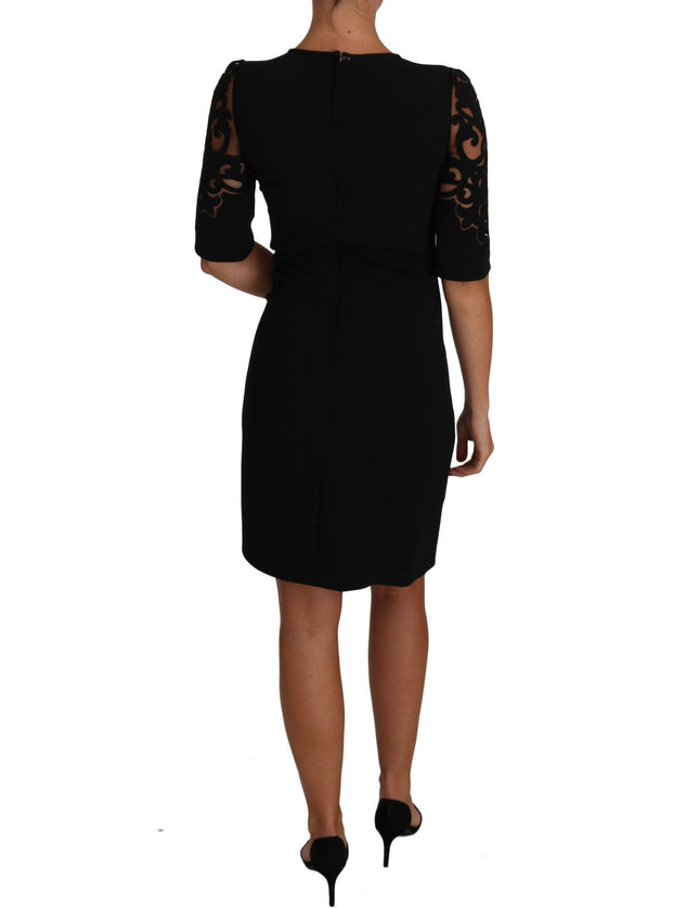 Dolce & Gabbana Black Floral Cut Out Pattern Coctail Dress