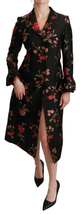 Dolce & Gabbana Black Floral Embroidered Jacket Coat - Ellie Belle