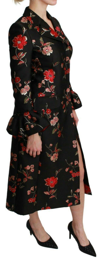 Dolce & Gabbana Black Floral Embroidered Jacket Coat - Ellie Belle