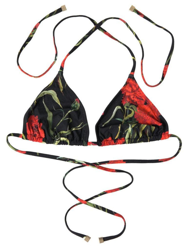 Dolce & Gabbana Black Floral Halter Swimwear 2 Piece Bikini - Ellie Belle