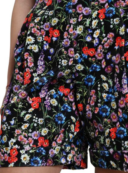 Dolce & Gabbana Black Floral High Waist Hot Pants Shorts - Ellie Belle