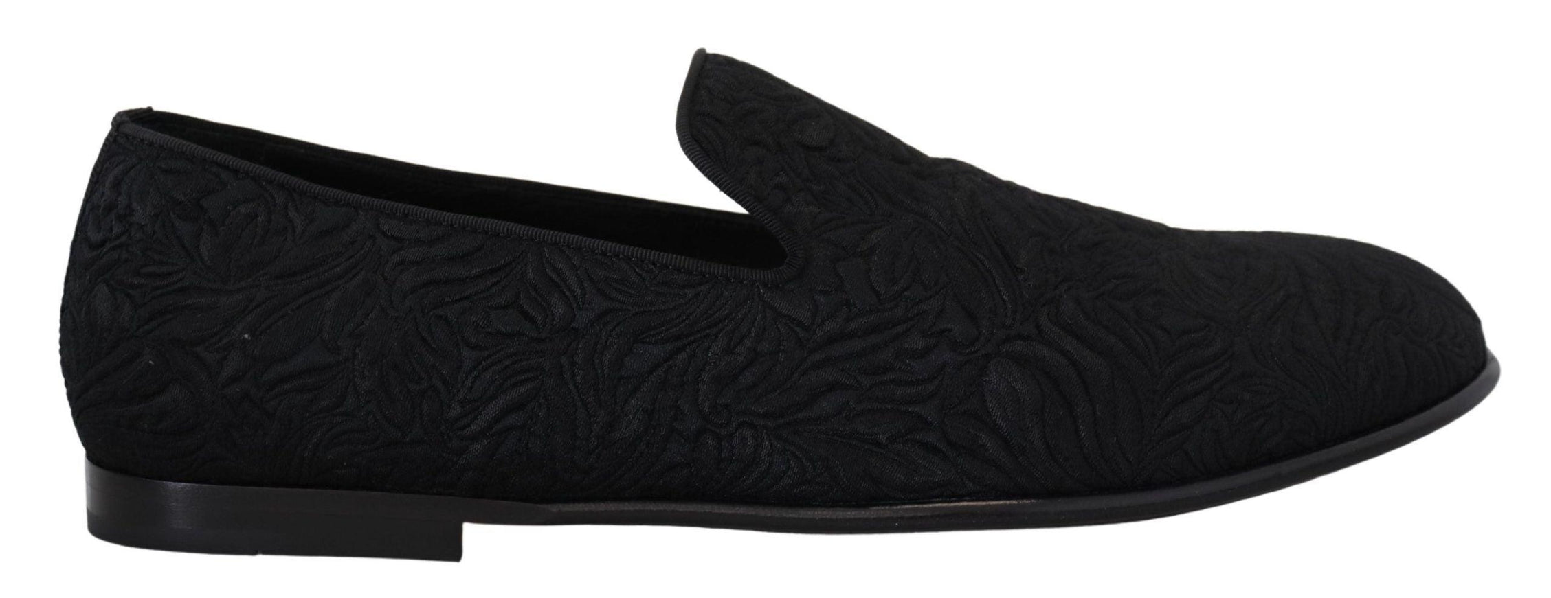 Dolce & Gabbana Black Floral Jacquard Slippers Loafers Shoes - Ellie Belle