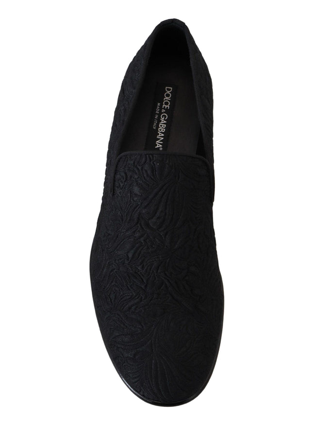 Dolce & Gabbana Black Floral Jacquard Slippers Loafers Shoes - Ellie Belle