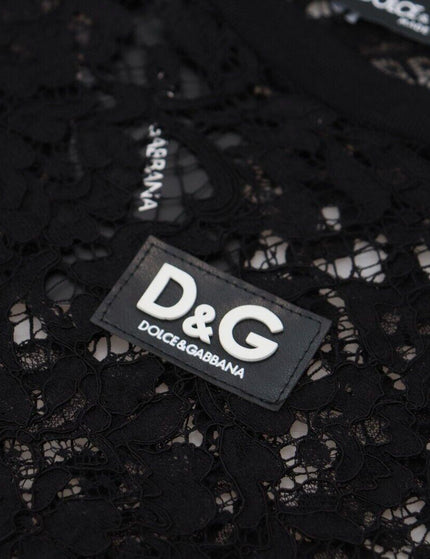 Dolce & Gabbana Black Floral Lace Cotton Shift Mini Dress - Ellie Belle