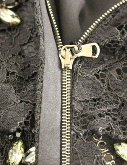 Dolce & Gabbana Black floral lace crystal embedded dress - Ellie Belle