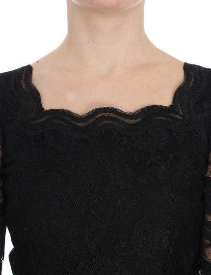 Dolce & Gabbana Black Floral Lace Long Ball Maxi Dress - Ellie Belle