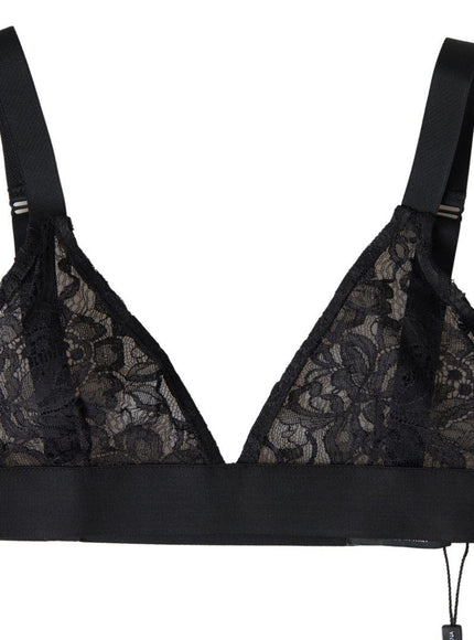 Dolce & Gabbana Black Floral Lace Nylon Stretch Bra Underwear - Ellie Belle
