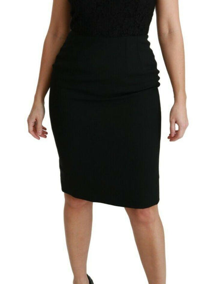 Dolce & Gabbana Black Floral Lace Sheath Gown Dress