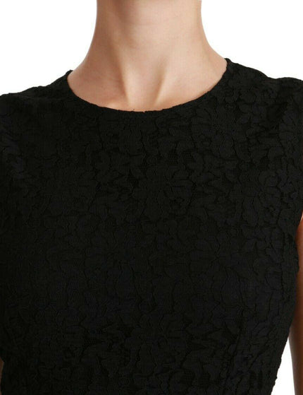 Dolce & Gabbana Black Floral Lace Sheath Gown Dress - Ellie Belle