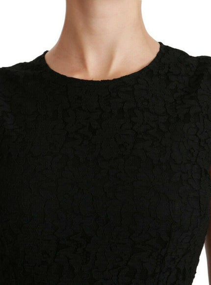 Dolce & Gabbana Black Floral Lace Sheath Gown Dress