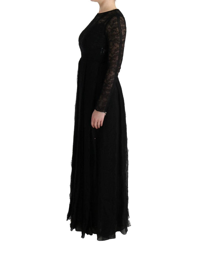 Dolce & Gabbana Black Floral Lace Sheath Silk Dress - Ellie Belle