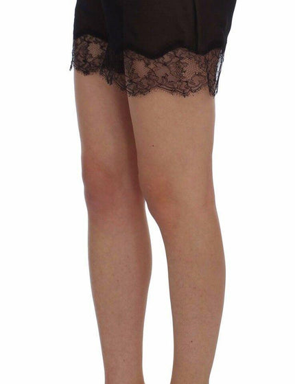 Dolce & Gabbana Black Floral Lace Silk Sleepwear Shorts - Ellie Belle