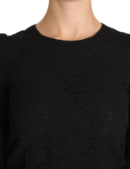 Dolce & Gabbana Black Floral Lace Zipper Top Blouse - Ellie Belle