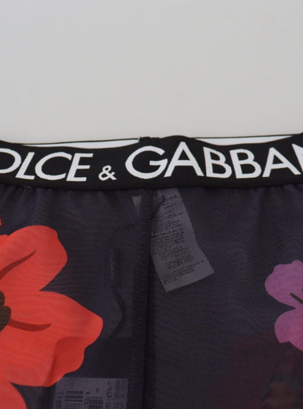 Dolce & Gabbana Black Floral Leggings Stretch Waist Pants - Ellie Belle