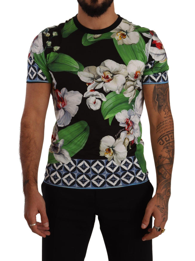 Dolce & Gabbana Black Floral Print Crewneck T-shirt - Ellie Belle