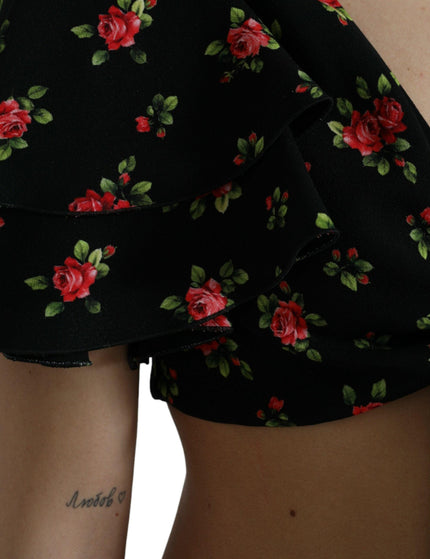 Dolce & Gabbana Black Floral Print Short Sleeves Cropped Top - Ellie Belle