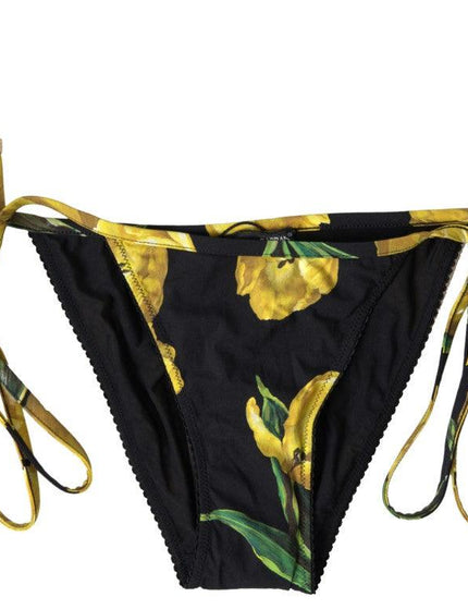 Dolce & Gabbana Black Floral Print Two Piece Beachwear Bikini - Ellie Belle
