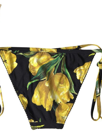 Dolce & Gabbana Black Floral Print Two Piece Beachwear Bikini - Ellie Belle