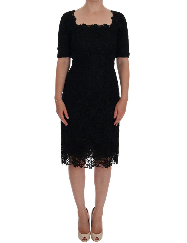 Dolce & Gabbana Black Floral Ricamo Sheath Dress - Ellie Belle