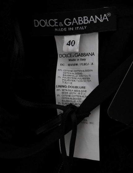 Dolce & Gabbana Black Floral Ricamo Sheath Long Dress - Ellie Belle