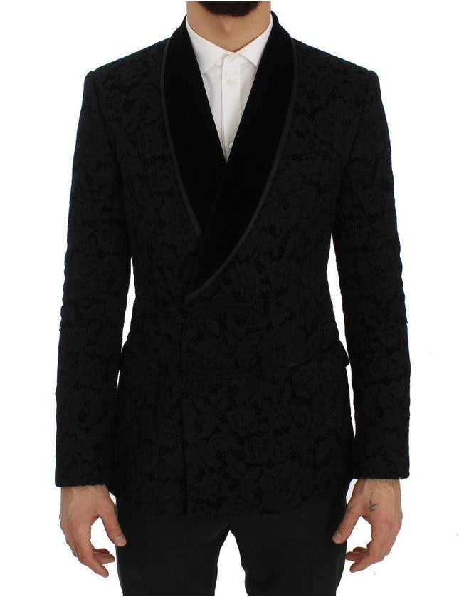 Dolce & Gabbana Black Floral Ricamo Slim Blazer Jacket - Ellie Belle