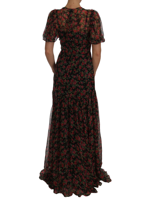 Dolce & Gabbana Black Floral Roses A-Line Shift Gown - Ellie Belle