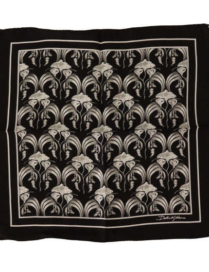 Dolce & Gabbana Black Floral Silk Square Handkerchief Scarf - Ellie Belle