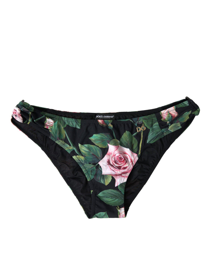 Dolce & Gabbana Black Floral Swimwear Bottom Beachwear Bikini - Ellie Belle