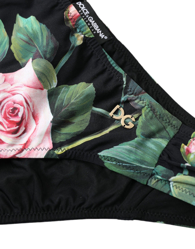 Dolce & Gabbana Black Floral Swimwear Bottom Beachwear Bikini - Ellie Belle